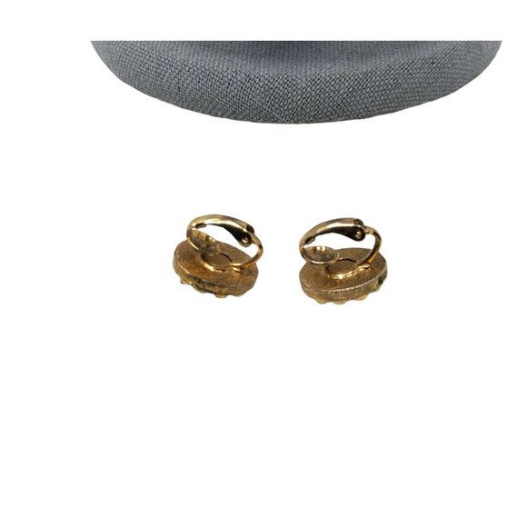 vintage melvyn bernie 1928 jewelry/silver gold tone round clip on earrings - Picture 4 of 4